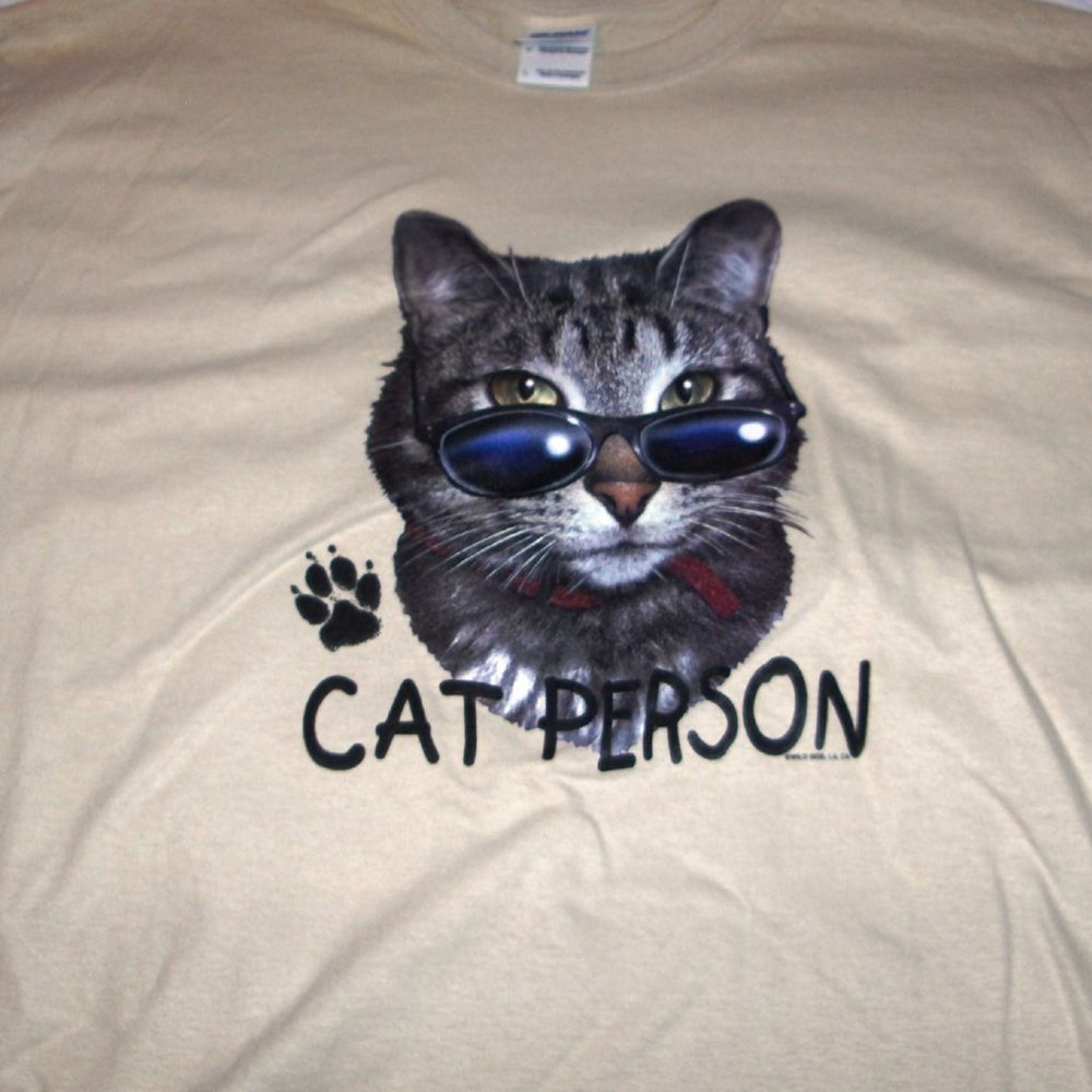 Sand (Beige) - Cat Person Short Sleeve Tee Shirt